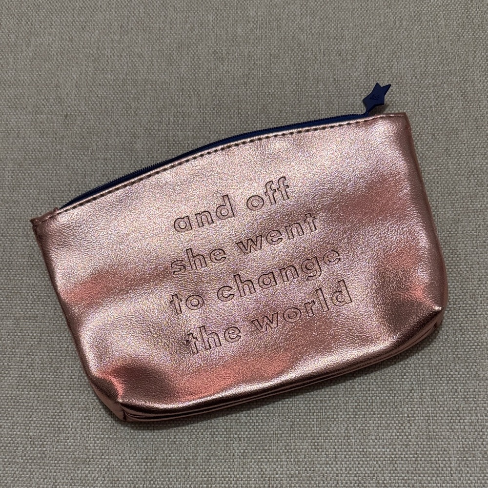 Ipsy Makeup Bag “and off she went to change the world” -Like New